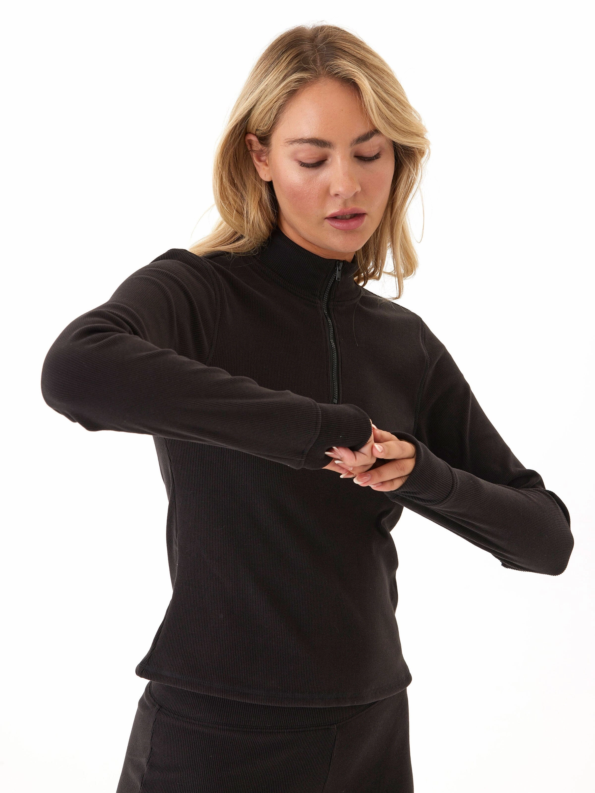 Bonded Fabric Fashion Trend Roni Brushed Performance Rib 1/4 Zip Pullover