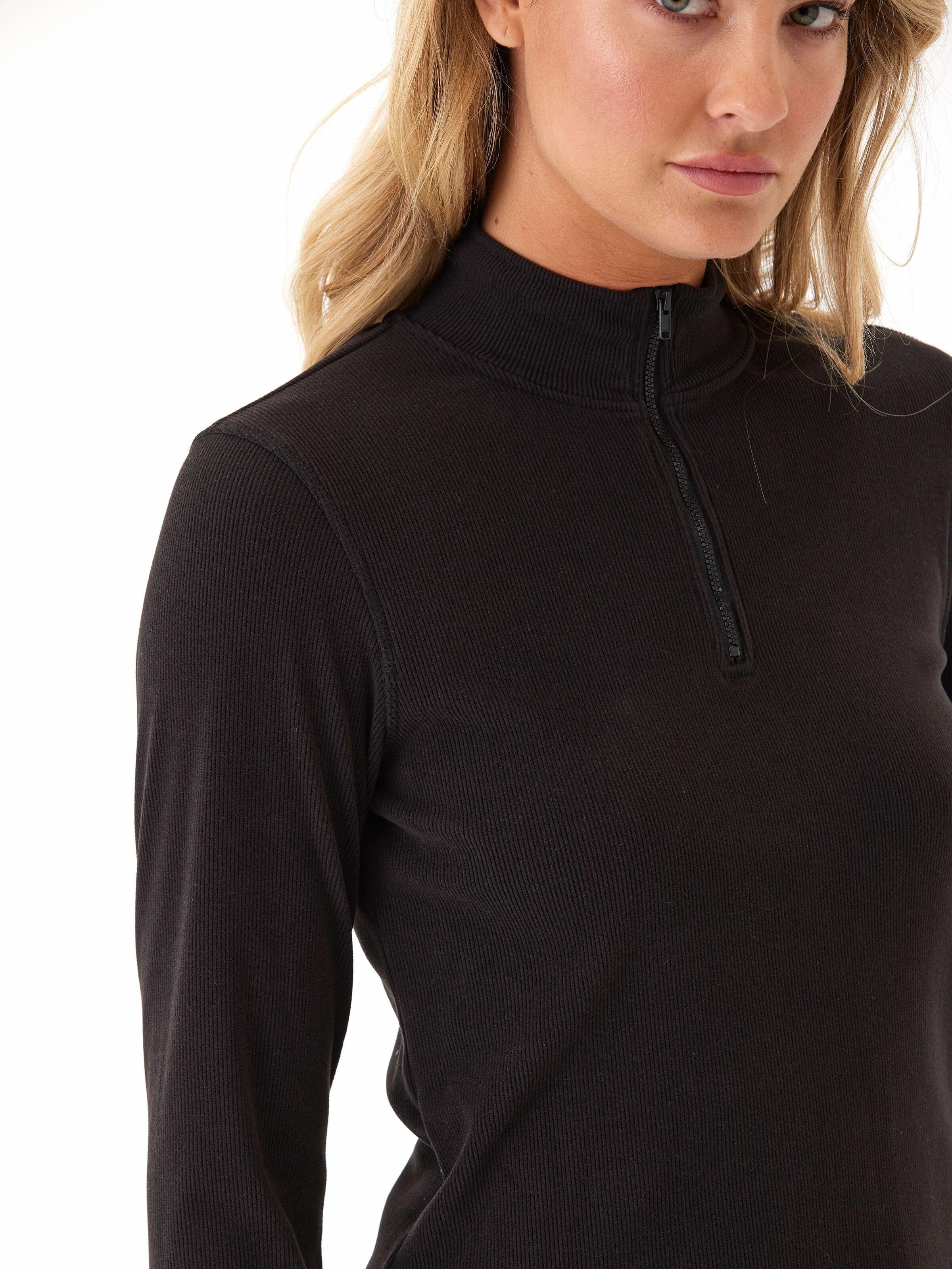 Convertible Sleeves Layered Look Roni Brushed Performance Rib 1/4 Zip Pullover