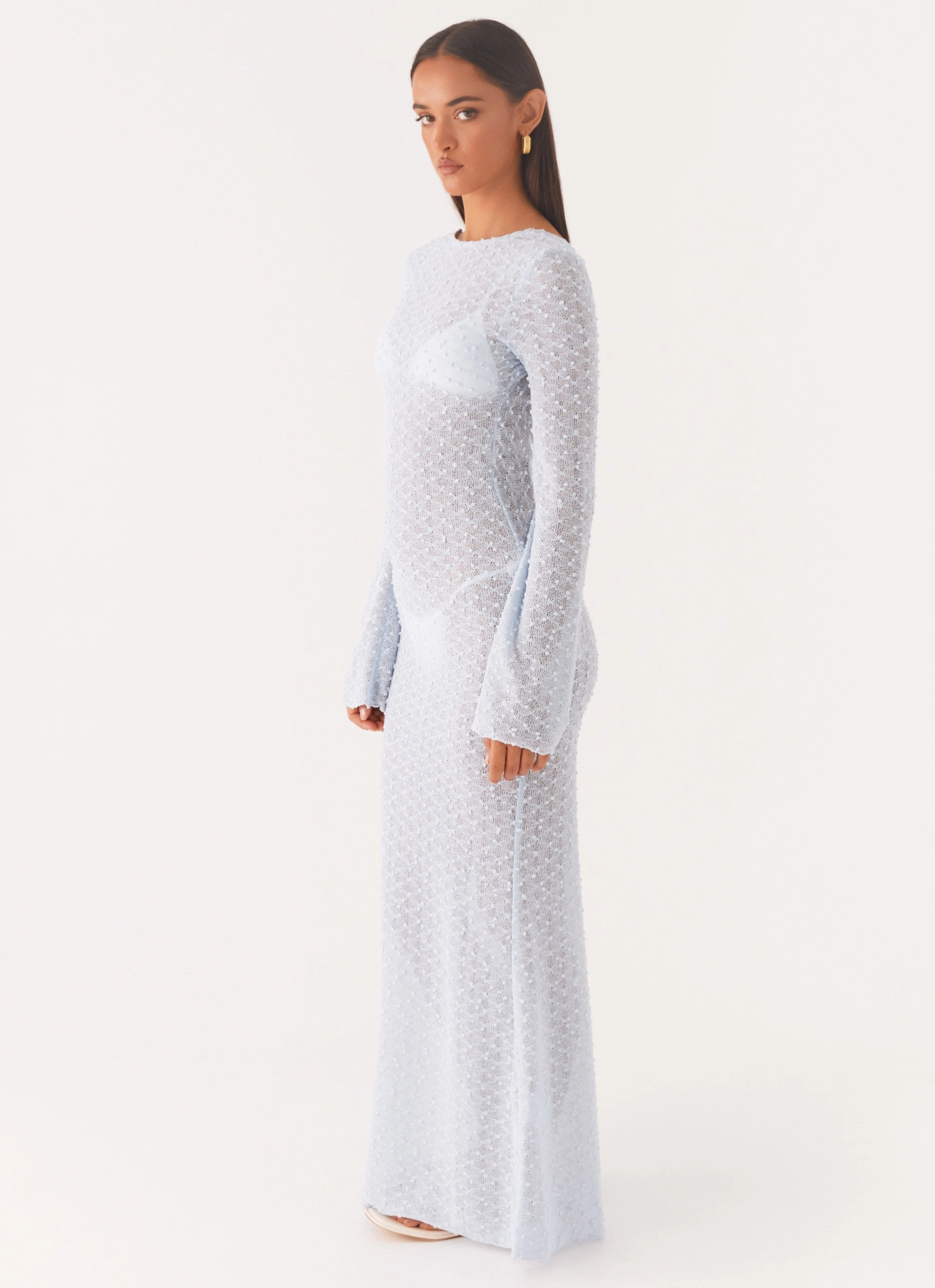 Flirty Knitted Maxi Dress - Blue Earth-Tone