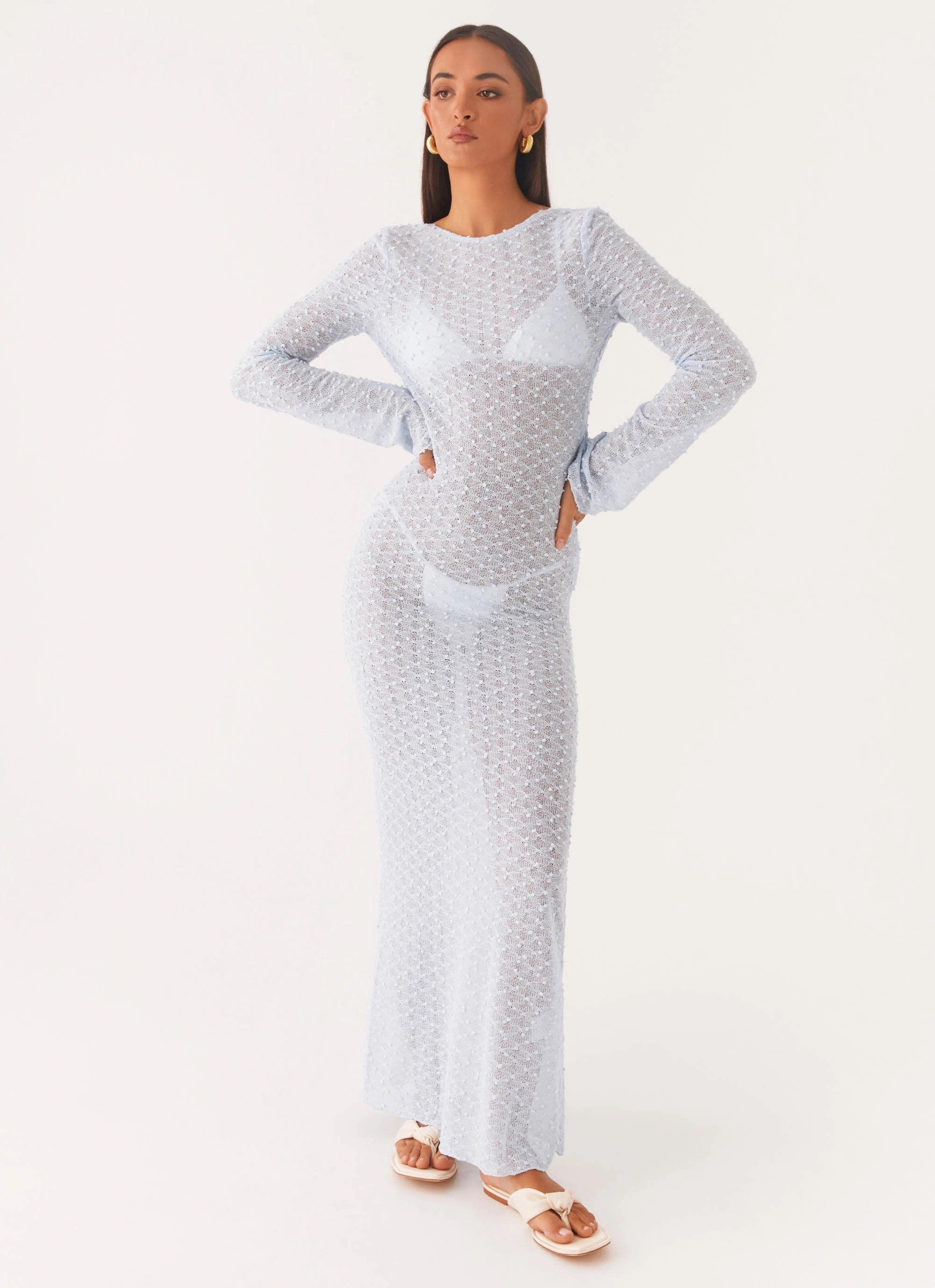 Flirty Knitted Maxi Dress - Blue bold appearance Ready Anytime