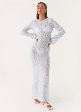 Flirty Knitted Maxi Dress - Blue bold appearance Ready Anytime