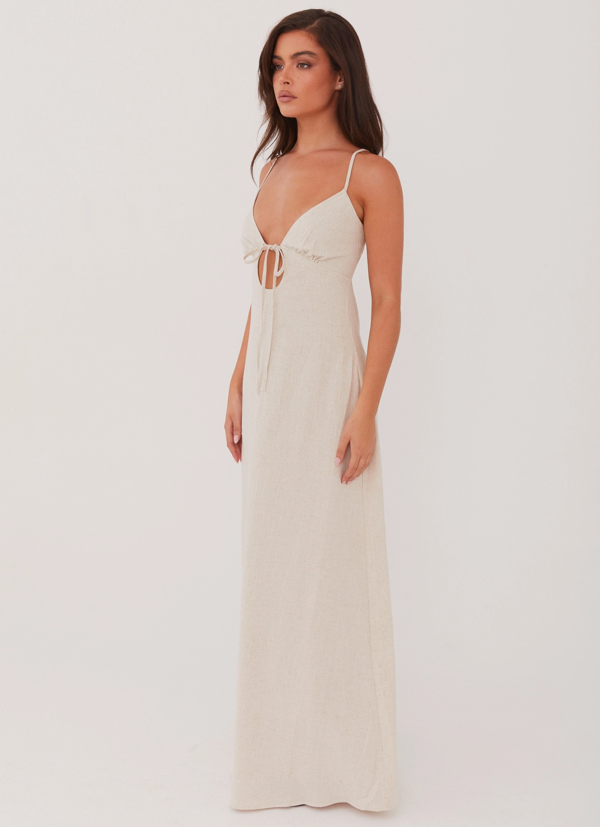 Flora Linen Maxi Dress - Oatmeal Gradient Shade