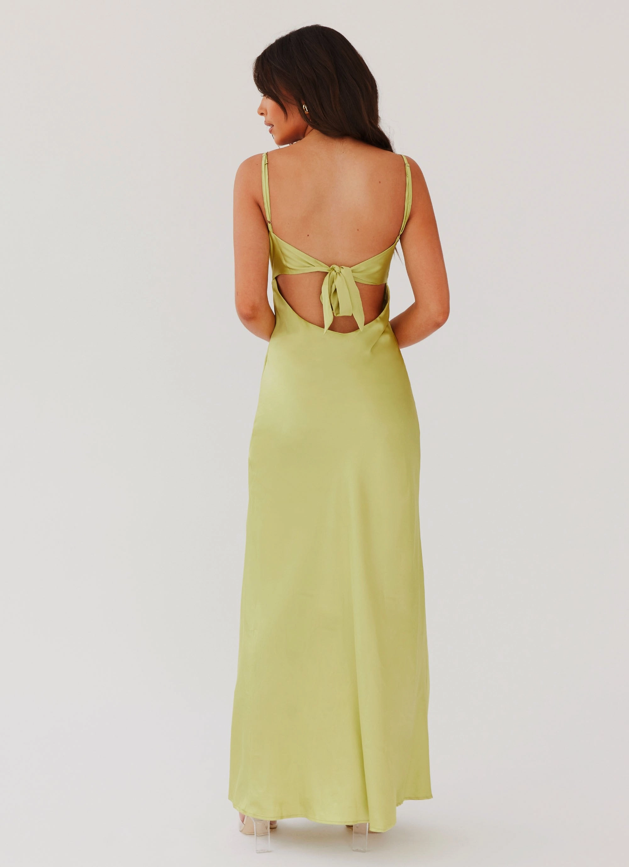 Matte-finish Flora Satin Maxi Dress - Green Expectations