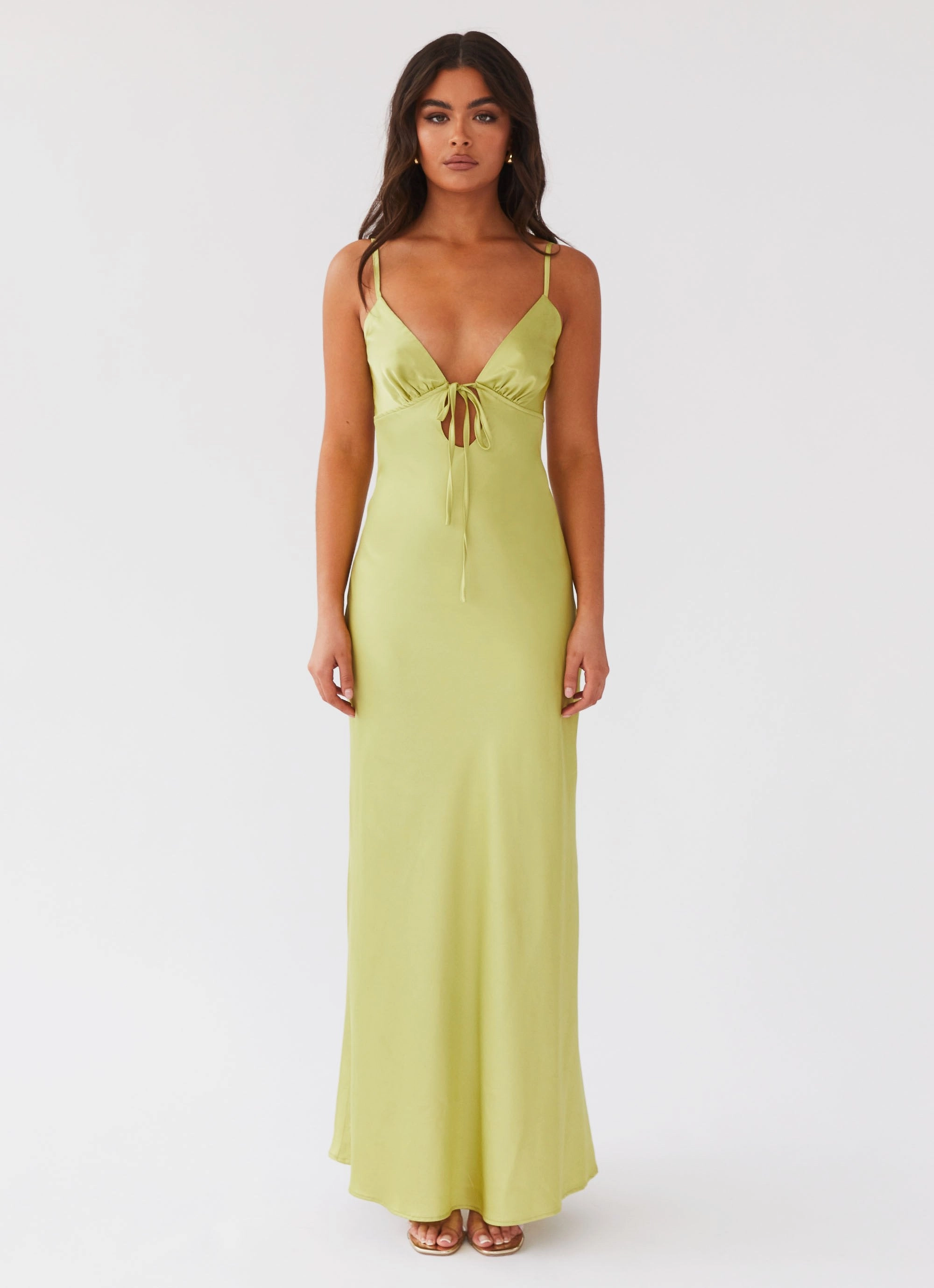 Flora Satin Maxi Dress - Green Expectations Chill Base
