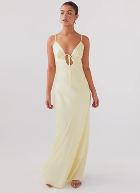 Flora Satin Maxi Dress - Lemon Comfortable Look Must-have