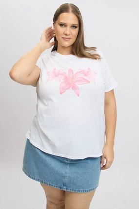 Soft Fit Wear Essential Wear White Graphic T Shirt Short Sleeve Crew Neck