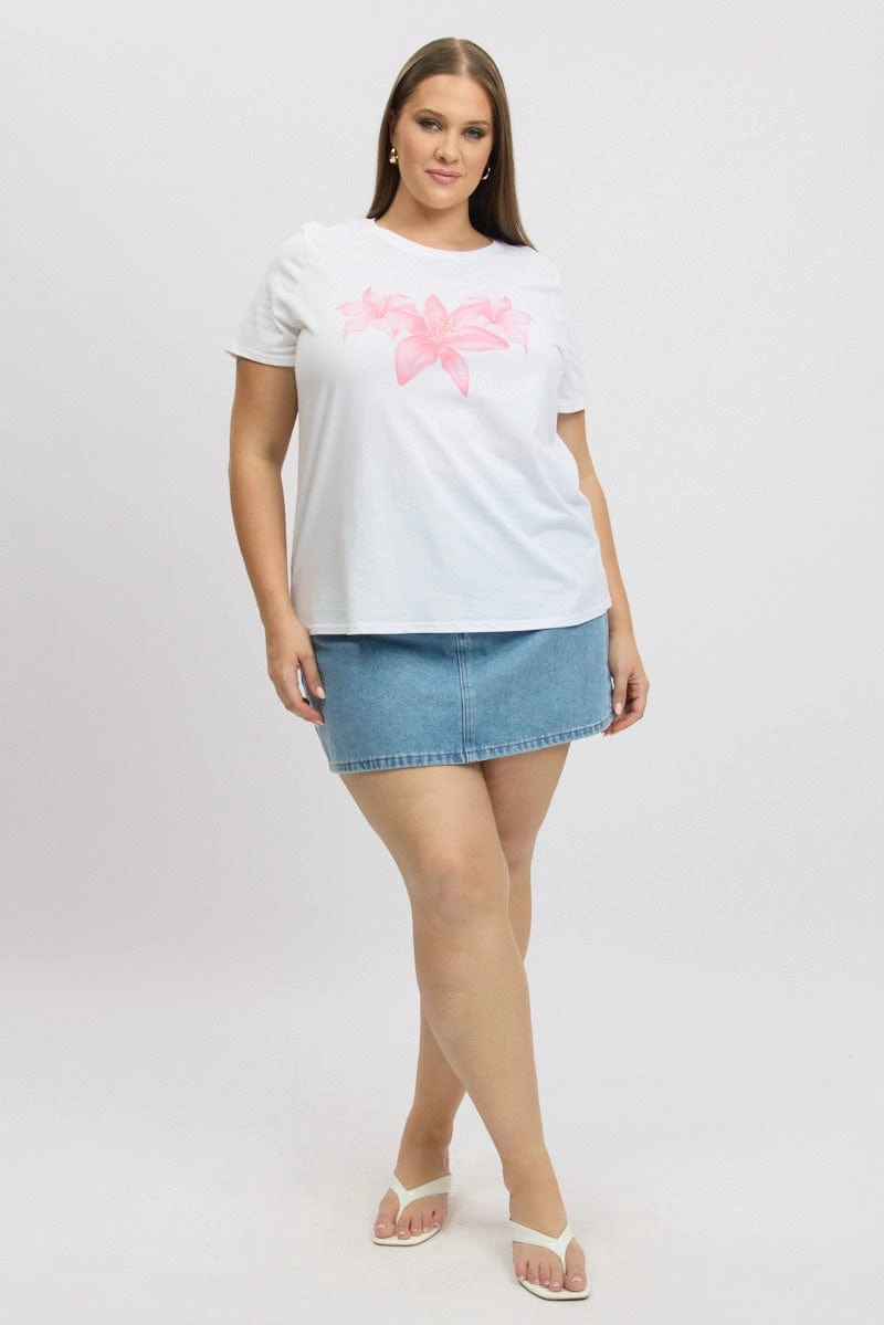 White Graphic T Shirt Short Sleeve Crew Neck Job Interview