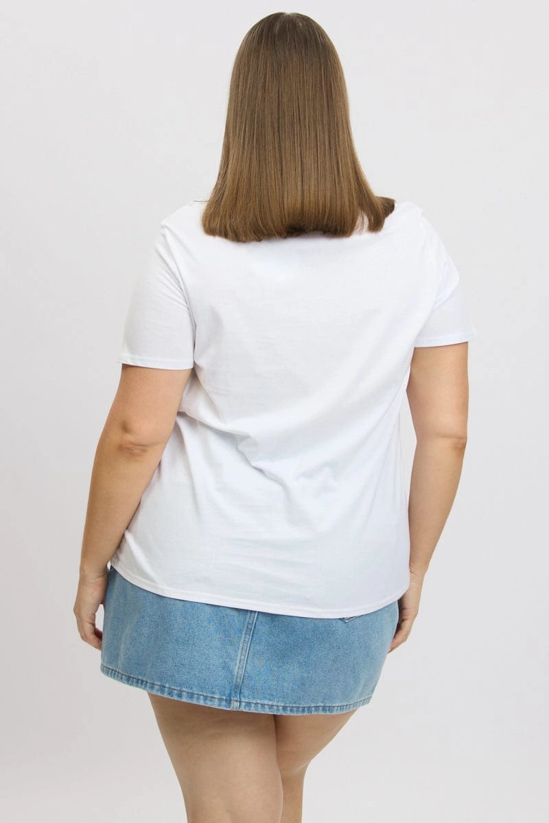 White Graphic T Shirt Short Sleeve Crew Neck AllDay Comfort outdoor concert