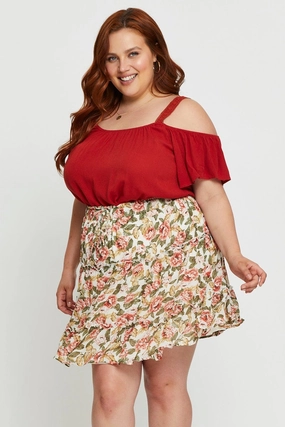 Designer Inspired Tagless label Floral Print Mini Skater Skirt Elastic Waist