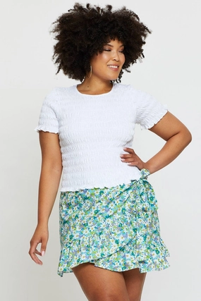 Playful Vibe Floral Print Mini Wrap Skirt Ruffle Hem