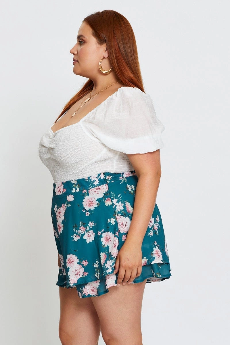 Floral Print Shorts High Rise Double Layer Warm Days ethical fashion