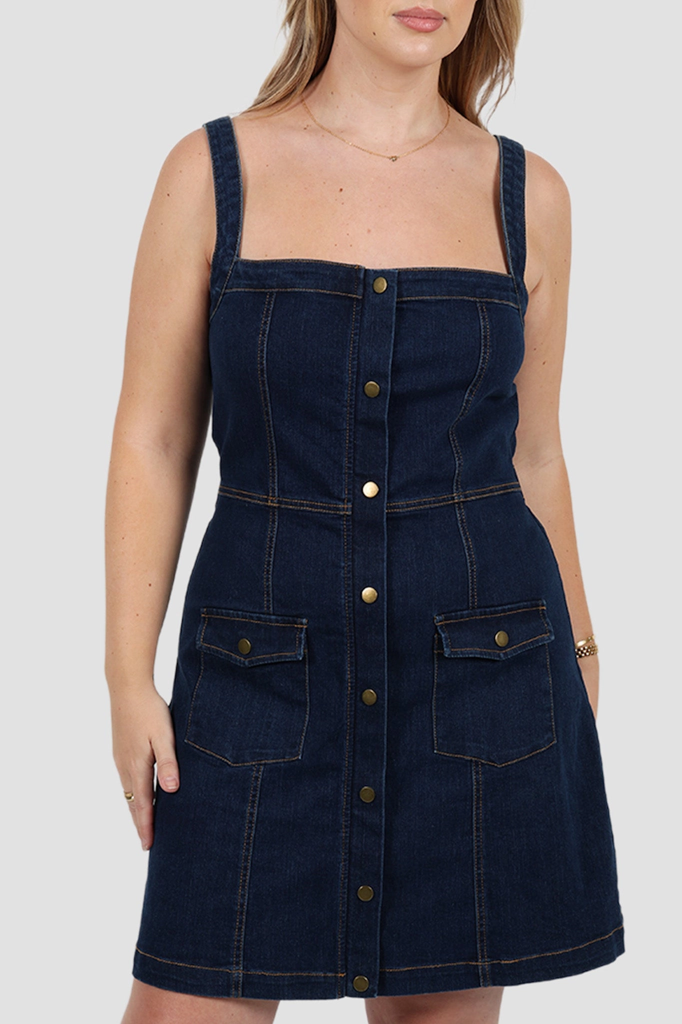 RAYLA DENIM DRESS MIDNIGHT Move Free Easy Comfort