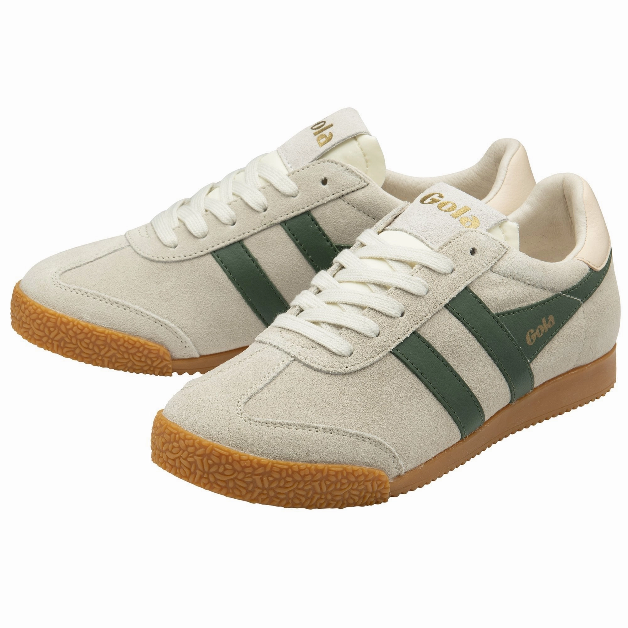 Gola Women's Elan Classic Sneakers - Wheat/Evergreen/Pearl Pink Slip   On Style Date Stroll
