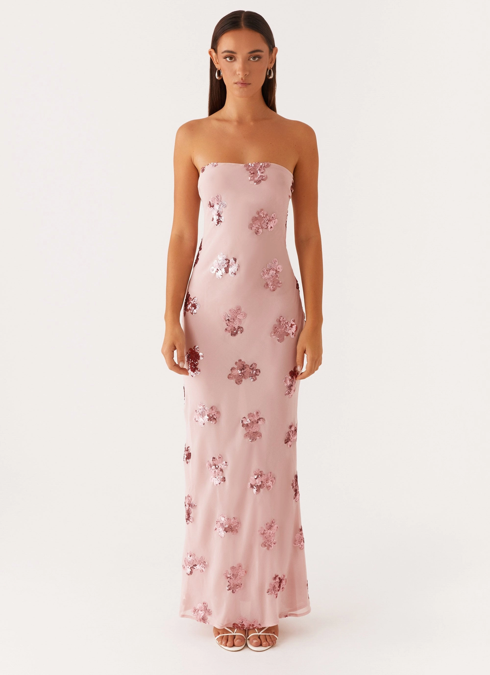 Warm Base Cozy Mood Sweet Escape Sequin Maxi Dress - Baby Pink