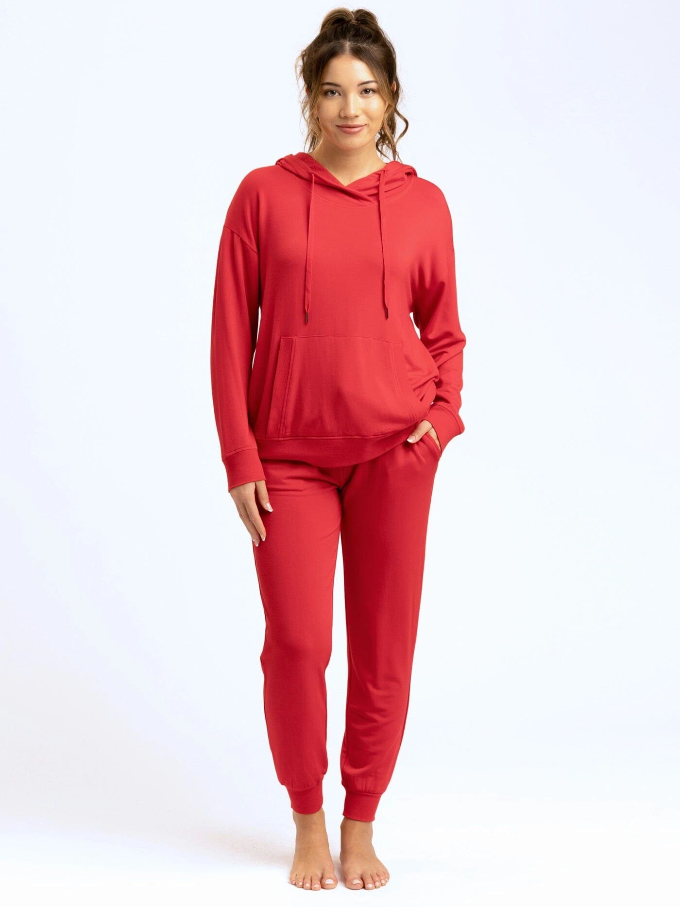 Quick Wear Fit Mesh Lining Madge Feather Fleece Pullover Hoodie