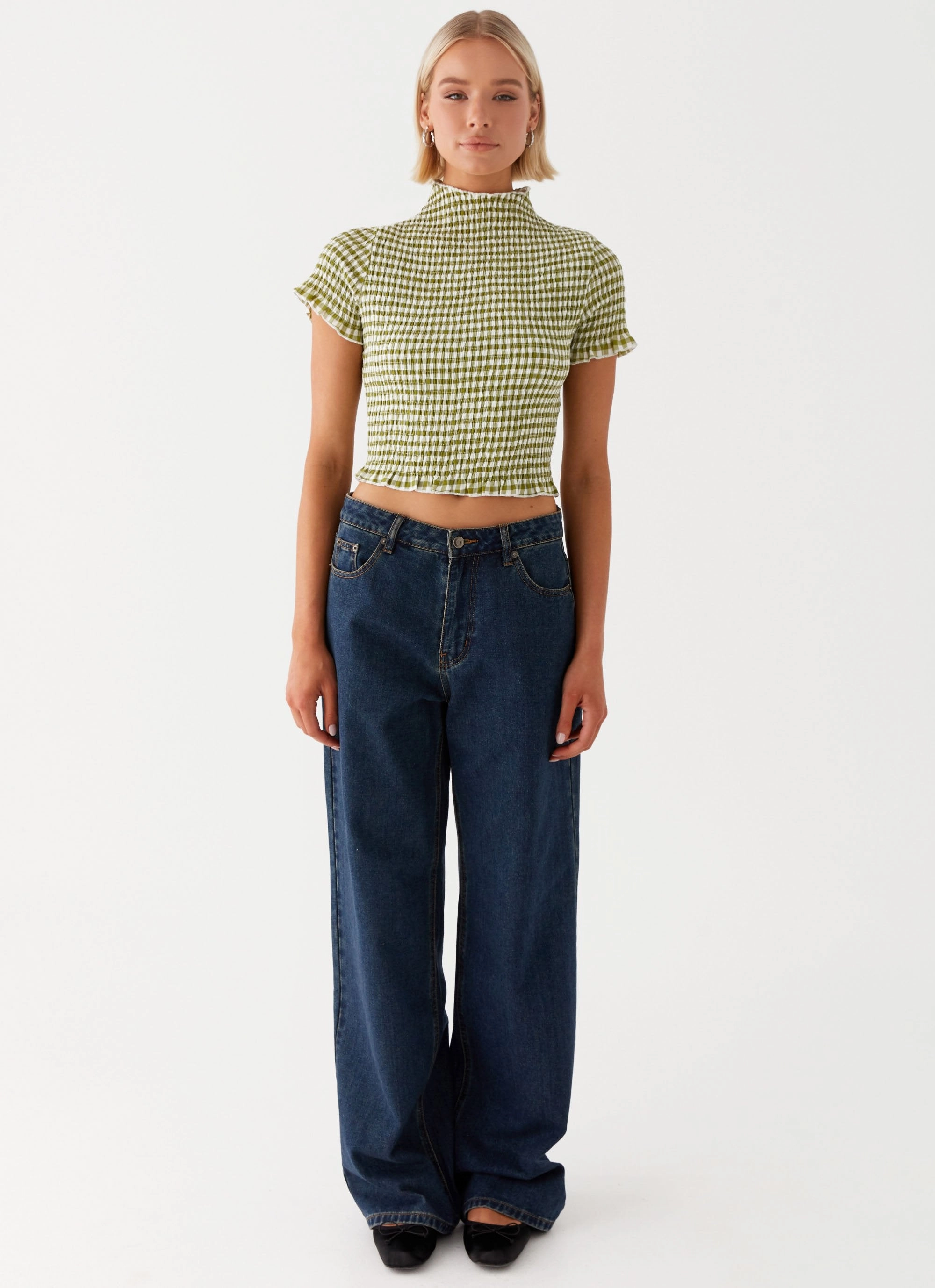 Cleo Tee - Khaki Gingham Sustainable Production Process