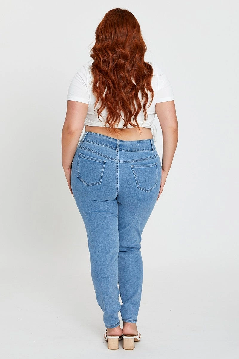 Modern Minimalist Creative Look Home Comfort Steel Blue Denim Jean High Rise Distressed Skinny