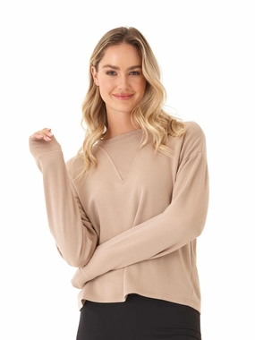 Darby Feather Fleece Panel Pullover Temperature Regulating Tech Compression Fit