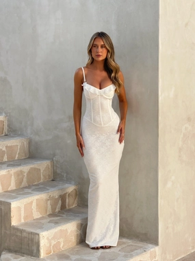 Pleated-Skirt DYLAN MAXI DRESS WHITE