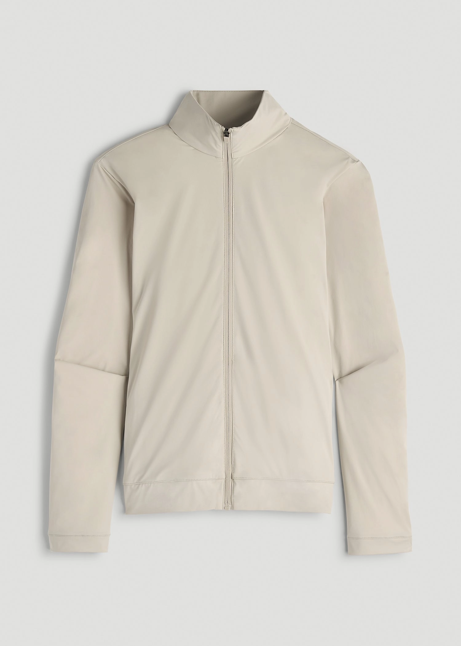 Front Zip Commuter Jacket for Tall Women in Stone Flexible Shoulder Design Auxiliary Attachment Points