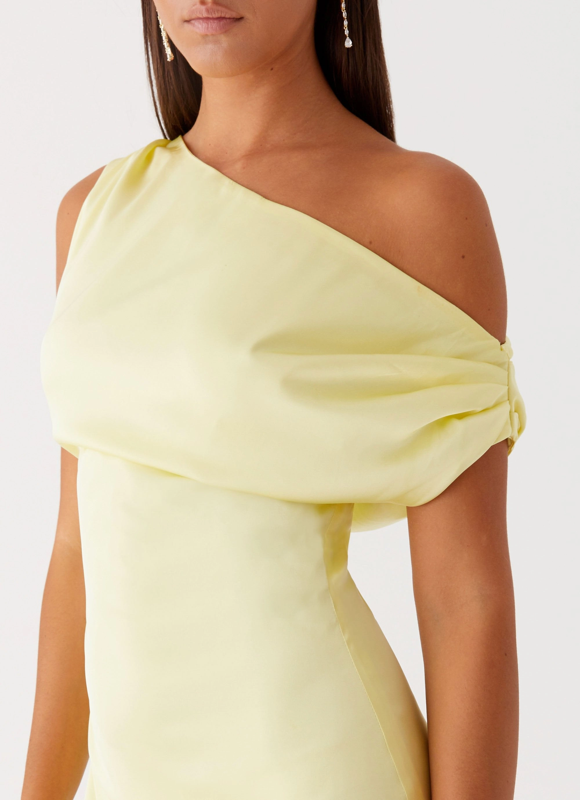 Pleat Breeze Heart Of Glass Satin Maxi Dress - Yellow