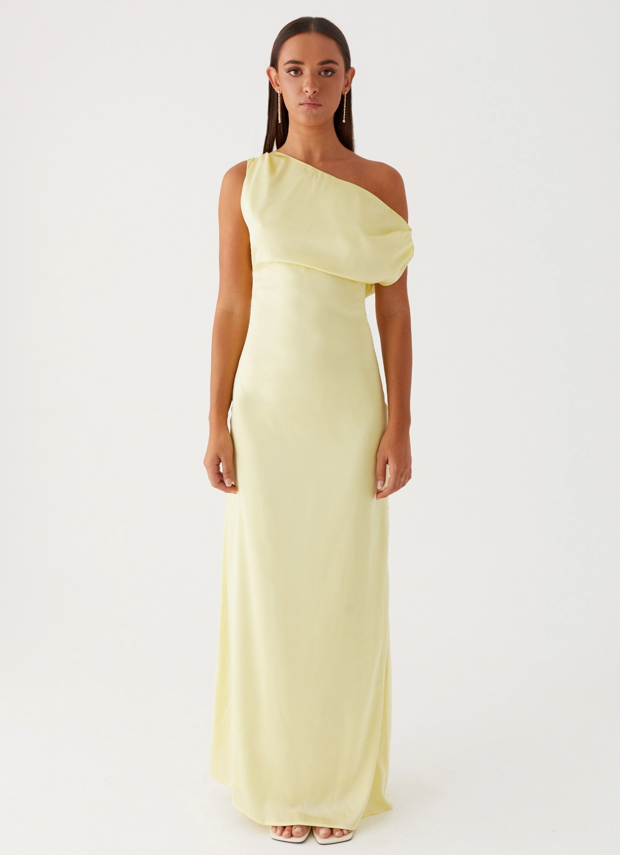 Heart Of Glass Satin Maxi Dress - Yellow All Moments Nordic Plain