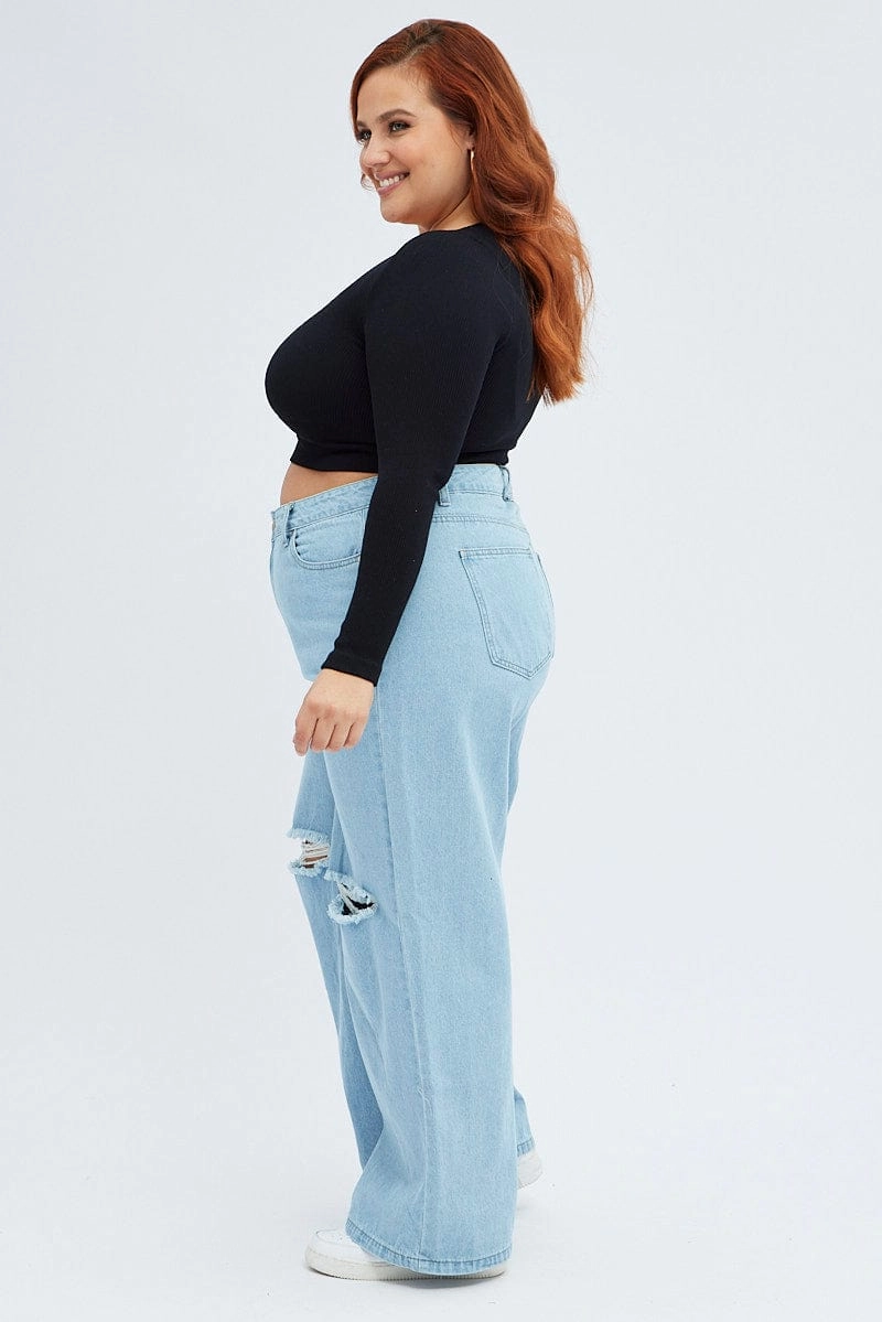 Denim Baggy Denim Jeans High Rise Day Off Fit Casual Comfort