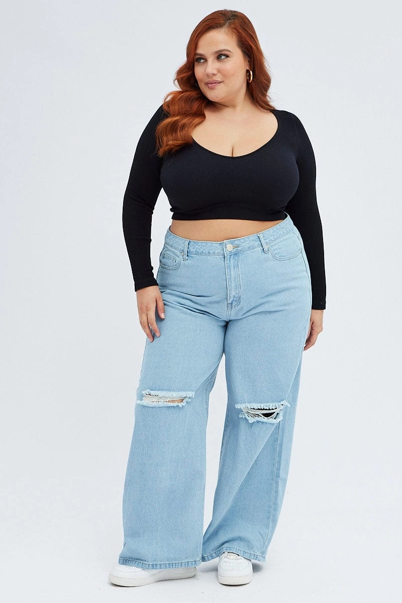 Daily Wear Festival Outfit Denim Baggy Denim Jeans High Rise