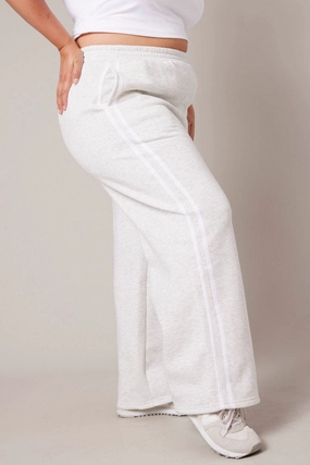 Non Irritating Seams Grey Track Pants Wide Leg