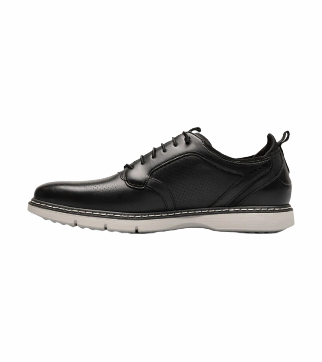 Stacy Adams Men's Sync Plain Toe Elastic Lace Up Casual Loafer - Black PU Sole Secure Closure System