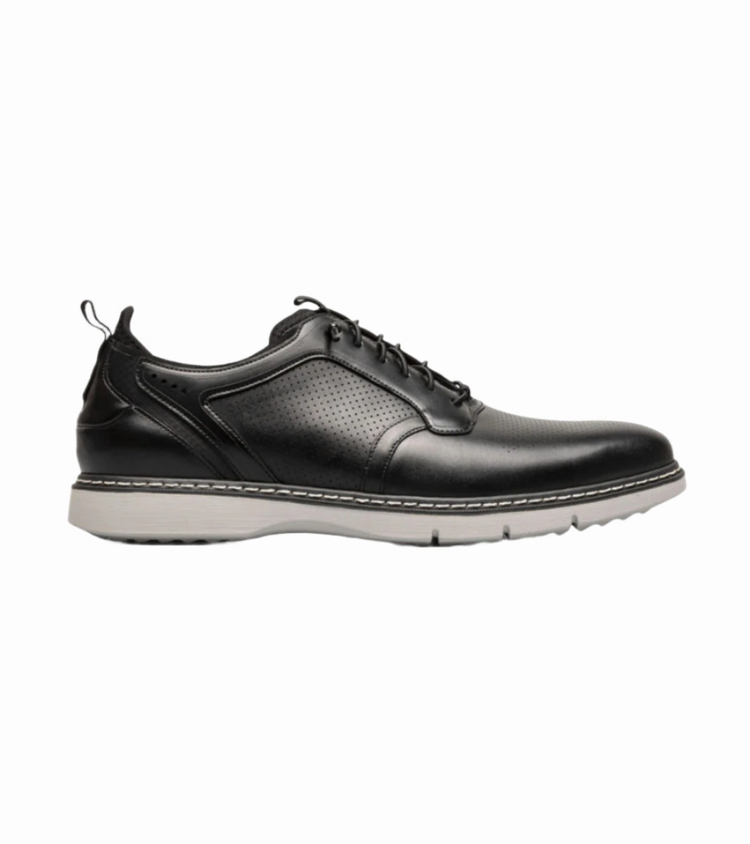 Stacy Adams Men's Sync Plain Toe Elastic Lace Up Casual Loafer - Black Bootie Style Secure Closure System