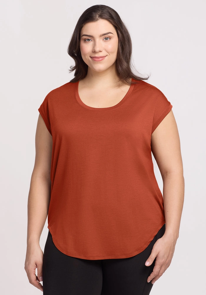 Sporty and Stylish Christmas Gabi Tunic Top - Copper Clay