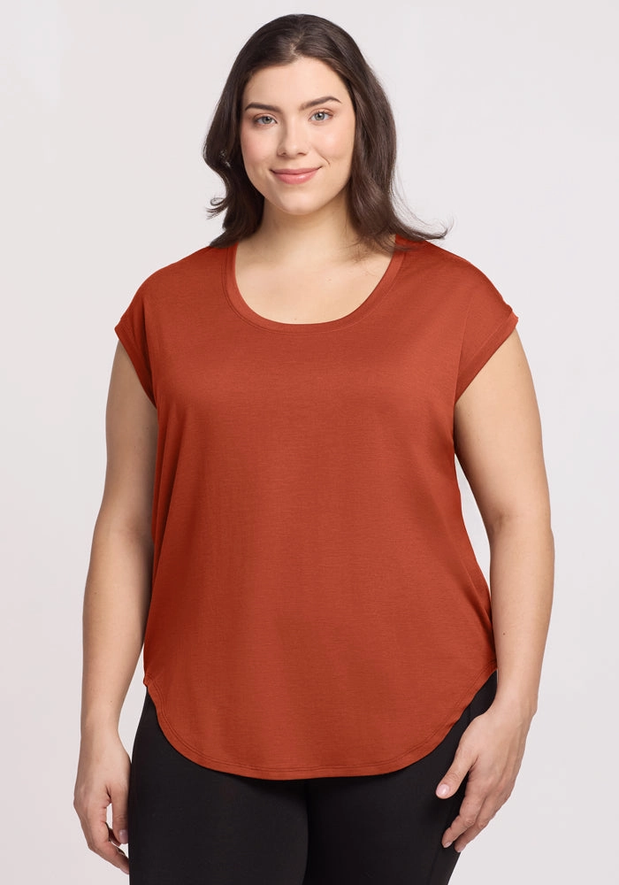 Stretch Material Gabi Tunic Top - Copper Clay