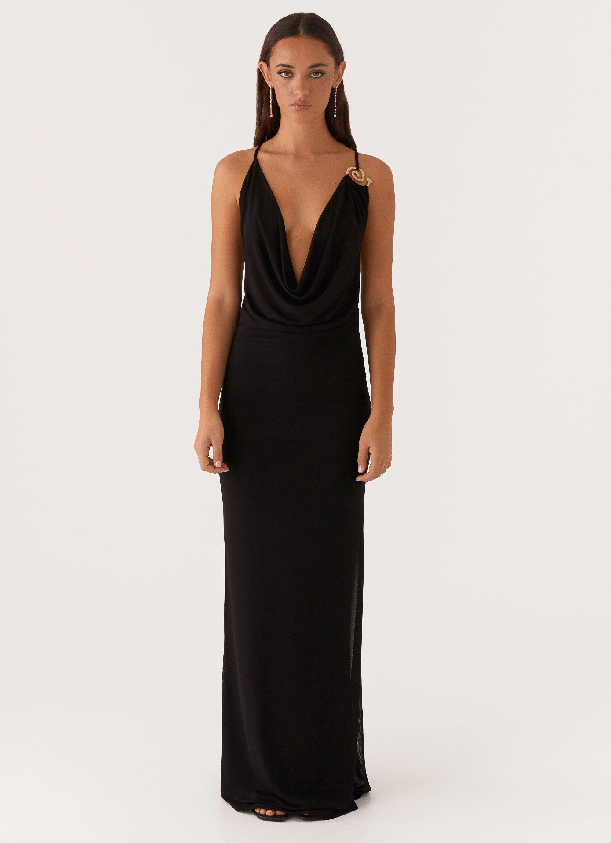 Soft Layers Game Player Maxi Dress - Black