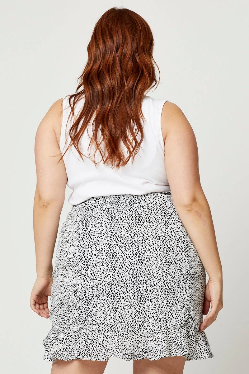 Handmade Item Geo Print Plus Side Tie Ruched Skirt