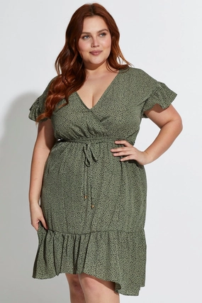 Geo Print Skater Dress V-neck Short Sleeve Easy and Effortless Timeless Touch
