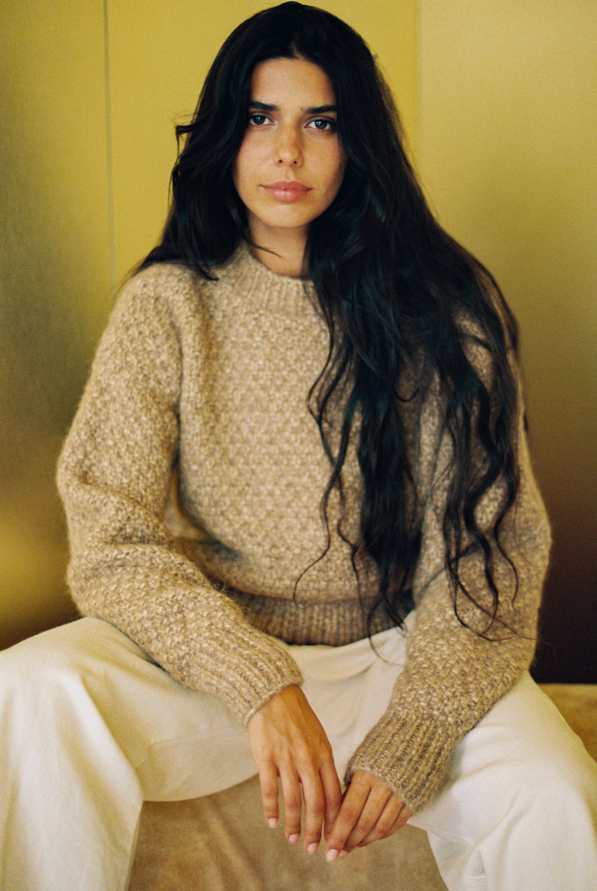 Gia Hand Knit Sweater, Alpaca Cotton, Birch Plus Fit