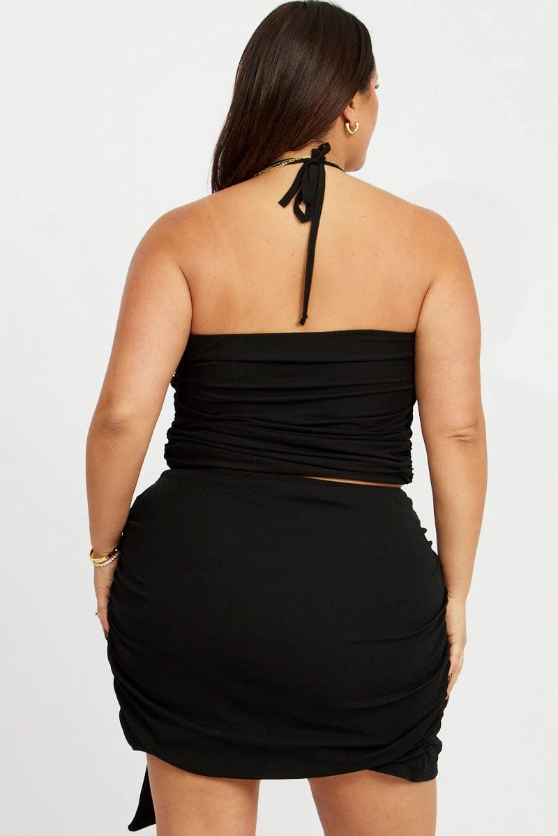 Maternity Friendly Relaxed Mood Black Rosette Mini Skirt