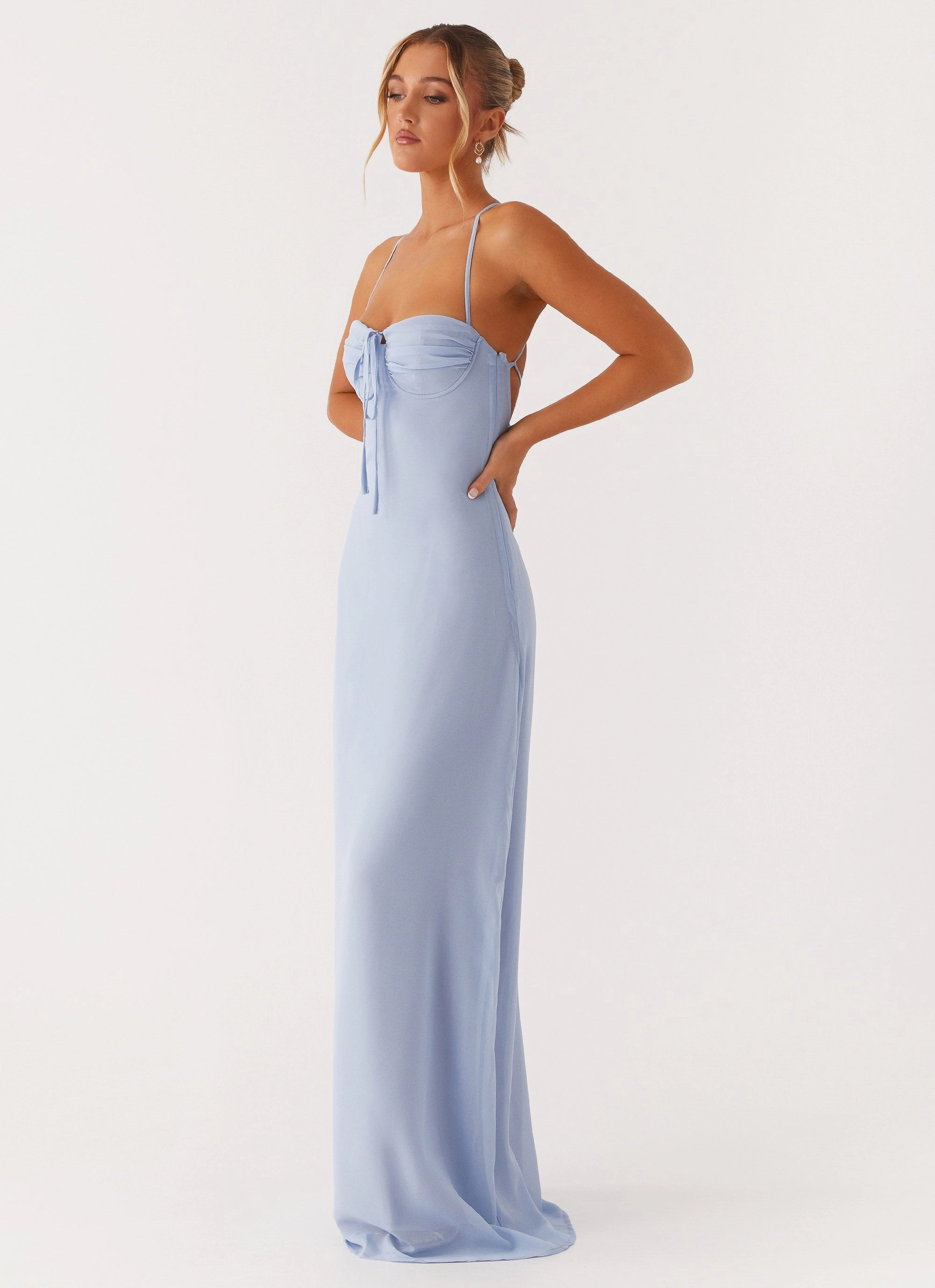 Slim Shape Relaxed-fit gown Aveline Bustier Maxi Dress - Blue