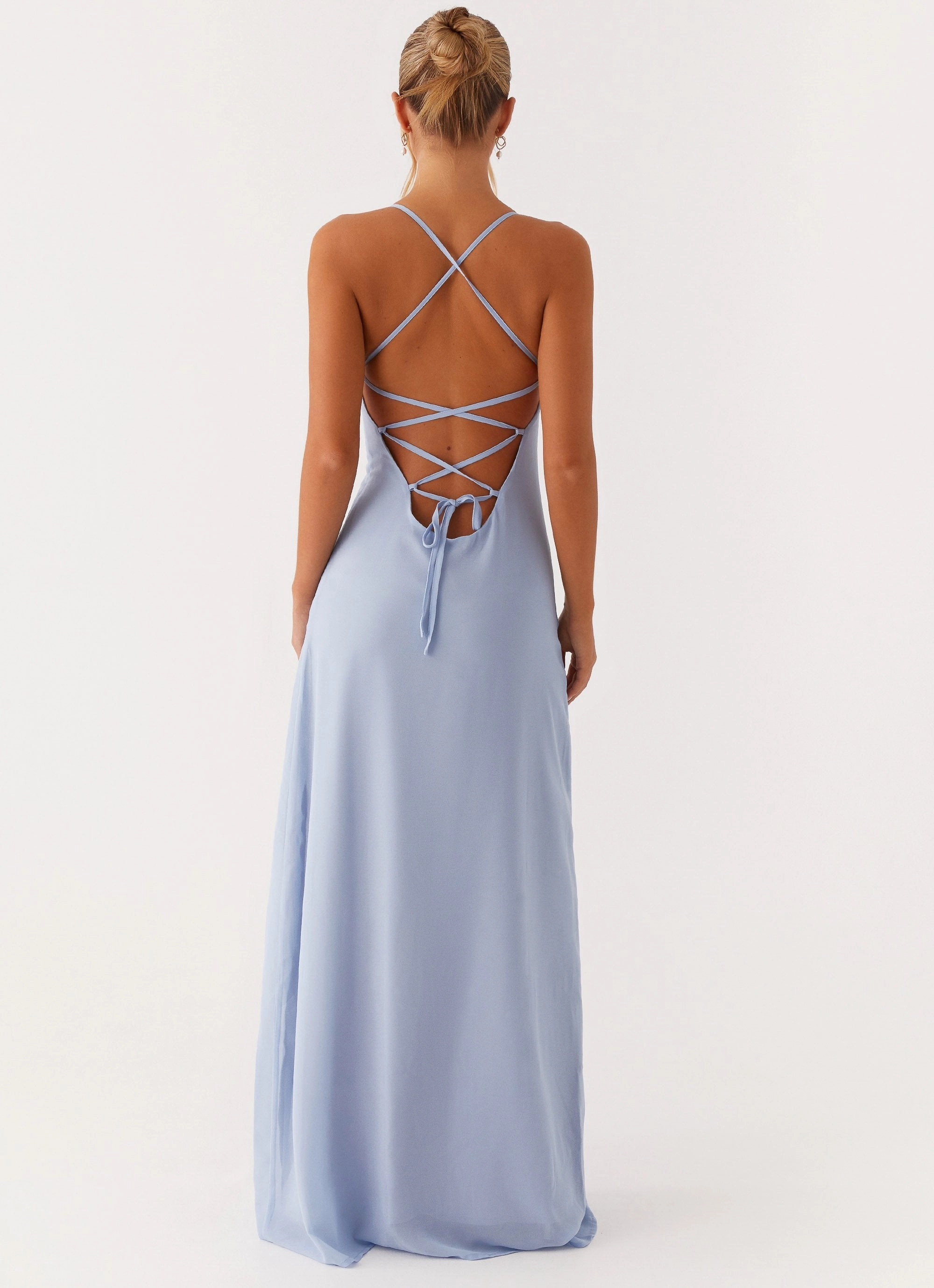 Lace Fine Aveline Bustier Maxi Dress - Blue