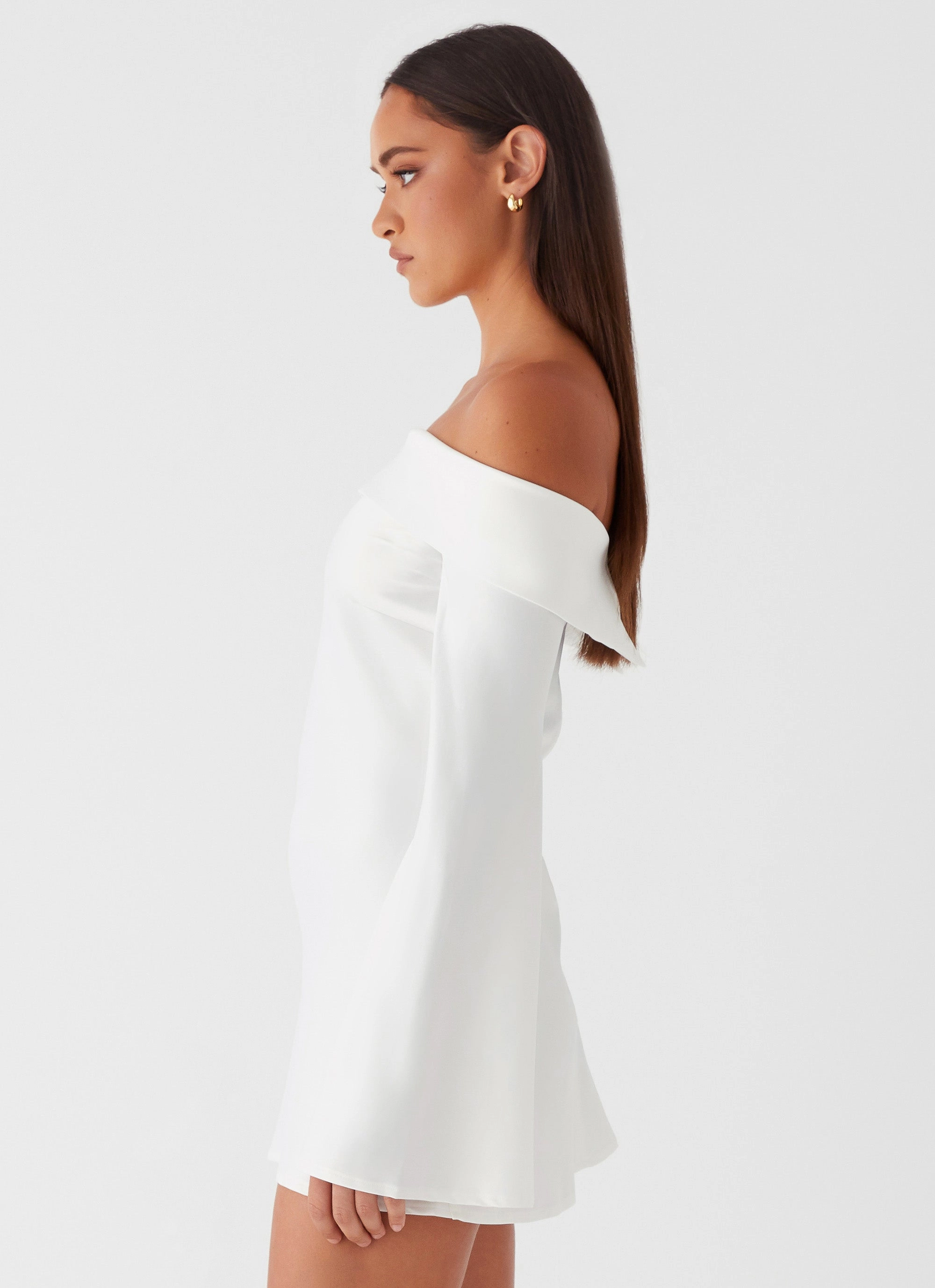 Light Silhouette Lumina Long Sleeve Mini Dress - White