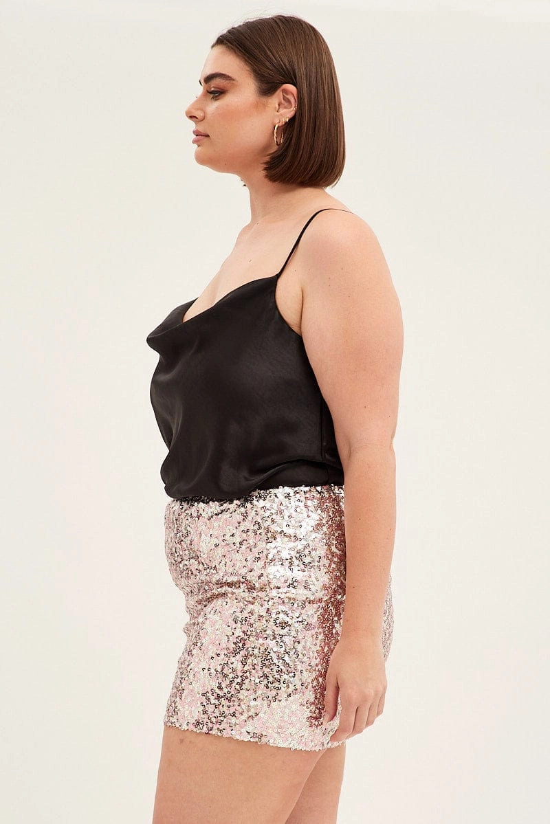 Gold Sequin Mini Skirt Thermal Regulating