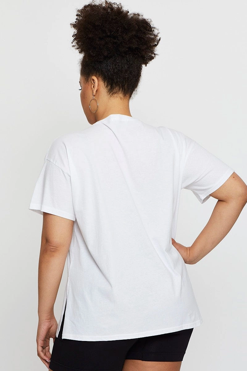 White Graphic T-shirt Off Road Short Sleeve Cotton Relaxed Smart Tagless Design