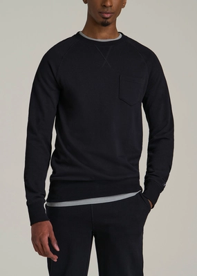 Casual Vibes Cozy Basics Wearever 2.0 French Terry Crewneck Sweatshirt for Tall Men in Black