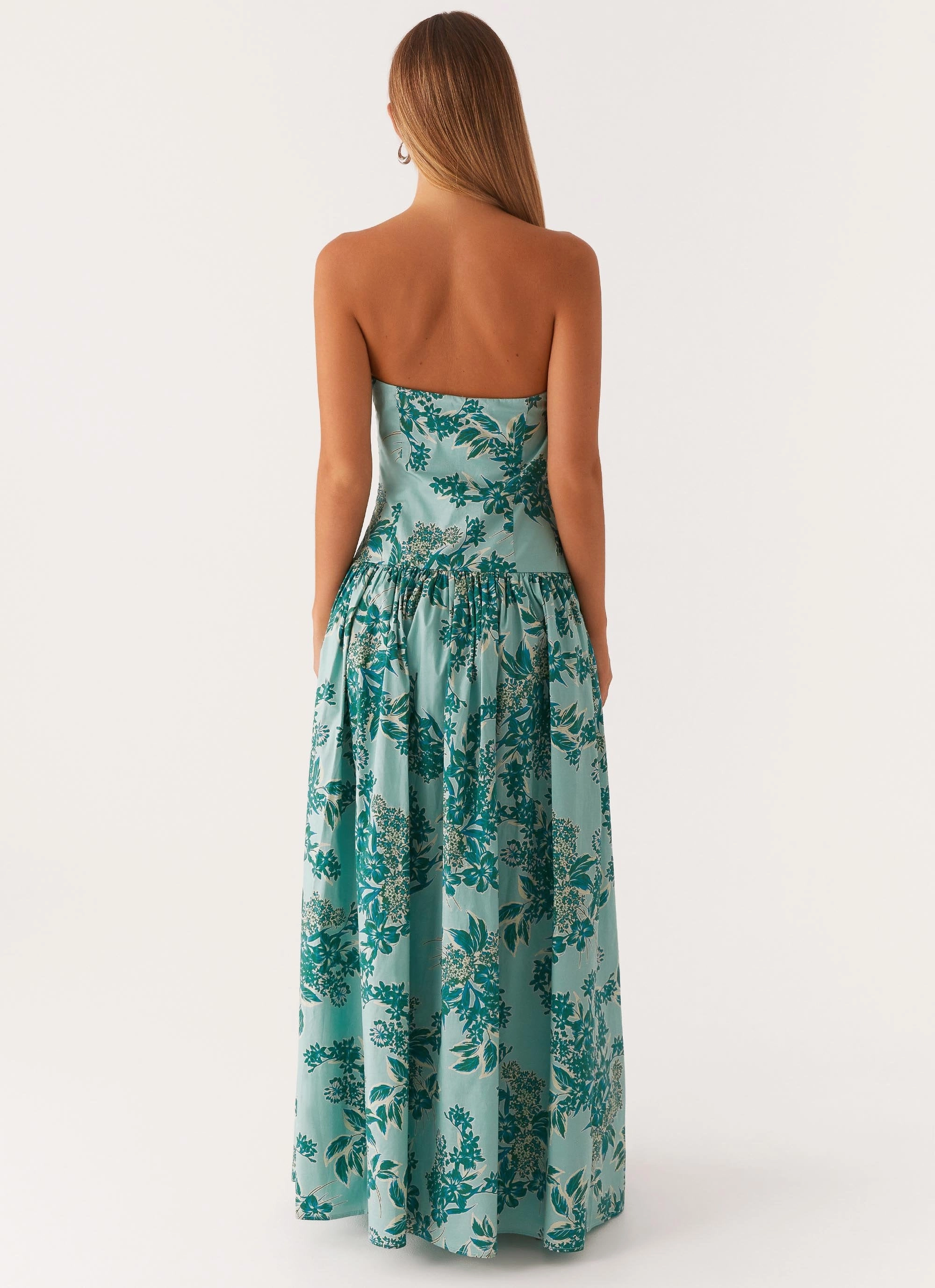 Andorra Maxi Dress - Cloud Nine Floral High Hemline Soft Neutral
