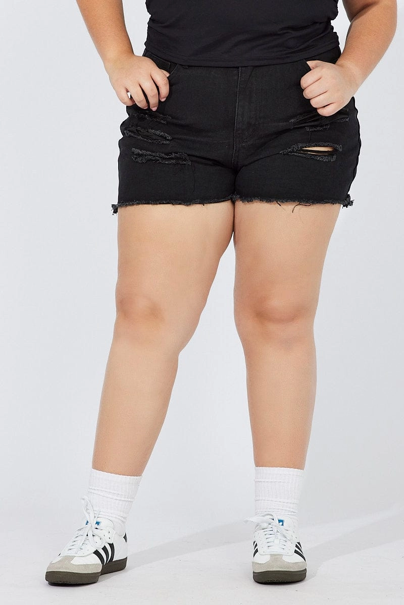 Black Relaxed Shorts High Rise Smart Casual Non Binding Waistline