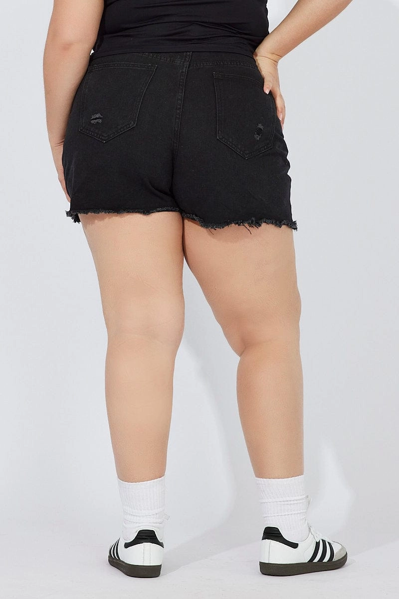 Gentle On Skin Black Relaxed Shorts High Rise