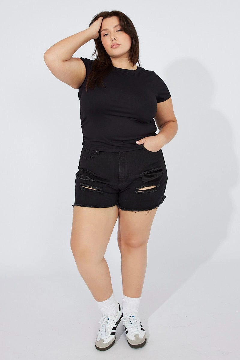 Black Relaxed Shorts High Rise Casual Comfort Layer Ready
