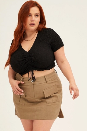 Clean Outfit Green Cargo Mini Skirt Curve Hem