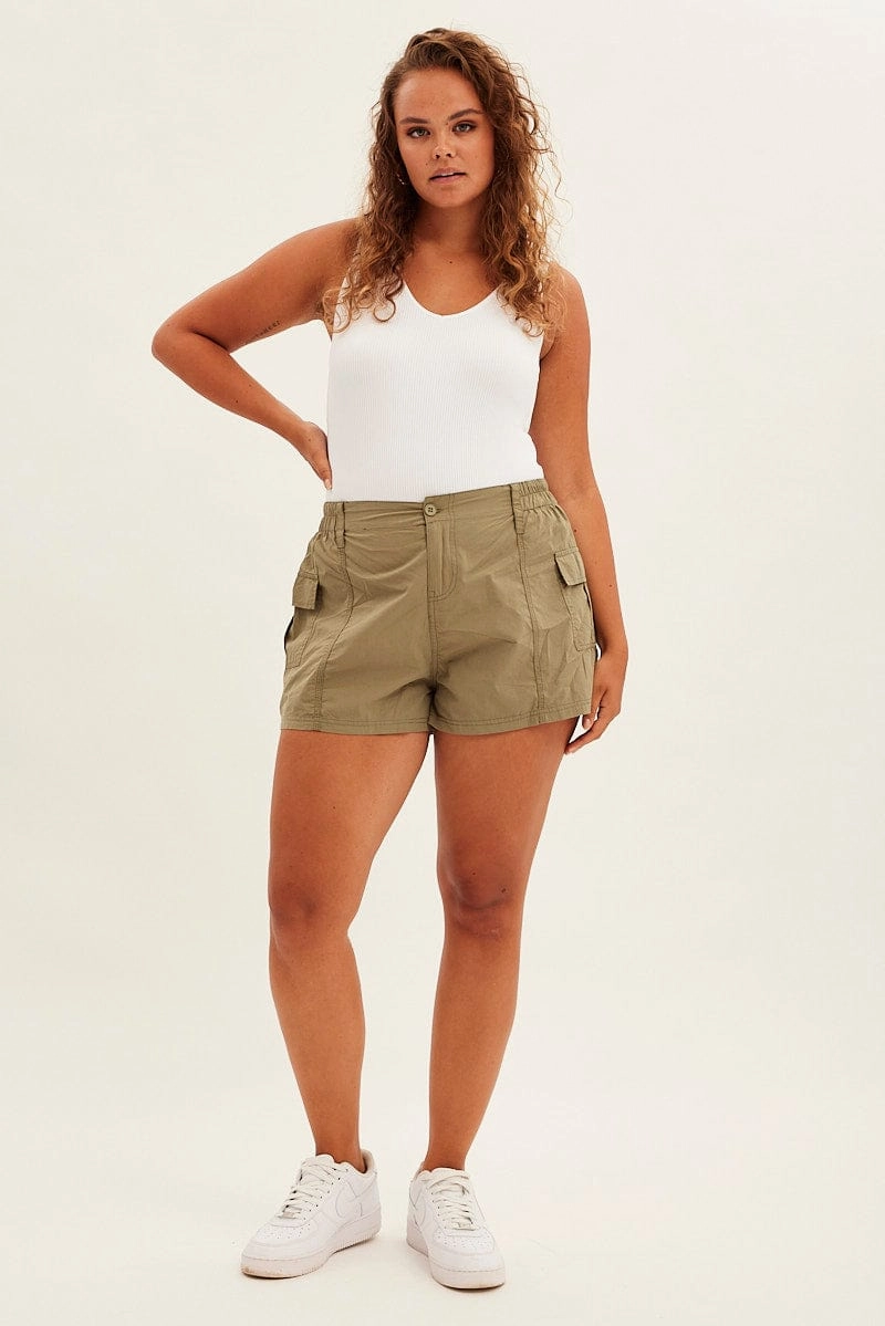 Green Cargo Shorts High Rise men's option Easy Stretch